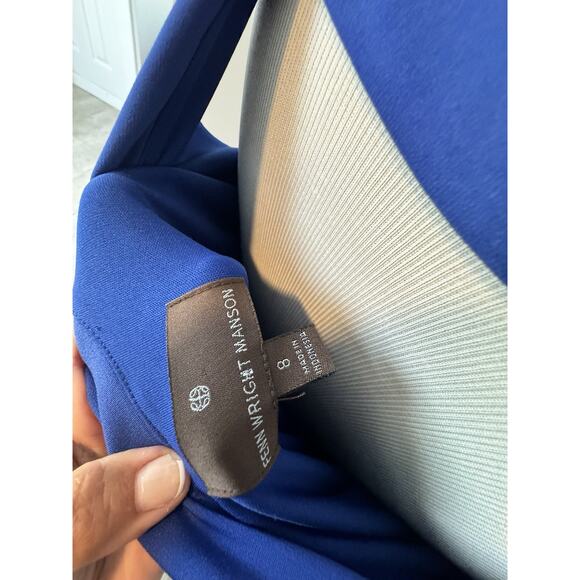 Fenn Wright Manson Cobalt Blue Sleeveless Blouson Dress Waist Tie Hi Low Size 8 - Picture 4 of 4